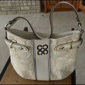 Coach white/gold shoulder purse
